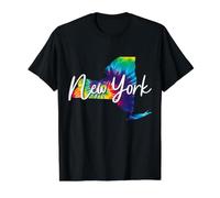New York NY Tie Dye State Map Pride Hippie Vintage Value Graphic T-Shirt, Men, Black, L
