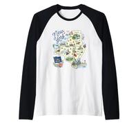 New York NY, USA, Icons, Maps Raglan Baseball Tee
