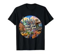 New York, NY USA Value Graphic T-Shirt, Men, Black, XL