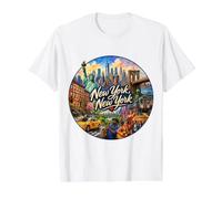 New York, NY USA Value Graphic T-Shirt, Men, White, M