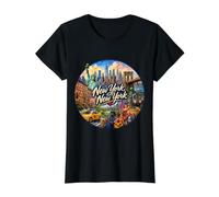 New York, NY USA Value Graphic T-Shirt, Women, Black, XL