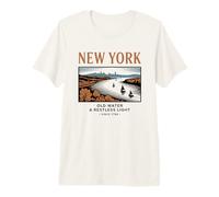 New York Old Water & Restless Light Vintage Art Premium T-Shirt