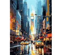 New York Paint by Numbers for Adults DIY Paint by Numbers Landscape for Beginners Painting by Numbers on Canvas DIY Acrylic Paints Set Paint by Numbers Kits for Adults Women's for Gift Decor 16x20in