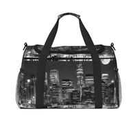 New York Paintings Print Womens Sports Bags Travel Bag - Gym Tote Bag with Compartment,Duffel Bags for Men,Ladies Holdall,Carry On Weekend Travel Handbags for Women