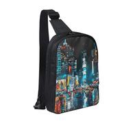 New York Paintings Printed Chest Bag Sling Bag for Men Women, Waterproof Crossbody Backpack Men Bag for Runner Workout Hiking Cycling Travel