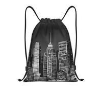 New York Paintings Title: Lightweight Drawstring Duffel Bag â€“ Water-Resistant Foldable Gym Sack with Adjustable Shoulder Strap, Ideal for Sports, Yoga, Travel and School