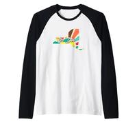 New York Pride State Map Art Retro Colorful Design Raglan Baseball Tee