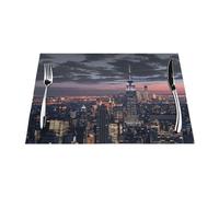 New York Printed Pvc Woven Placemat Set 1 Pcs For Dining Tables - Heat-Resistant, Non-Slip Coasters