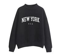 New York Pullover Sweatshirt - Black Crew Neck Women's Adult Christmas Jumper
