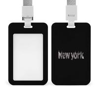 New York Push-Pull ID Badge Holder Vertical Clear Holders with Lanyard Key Card Work Clip for Office Men Women
