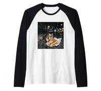 New York Rat Eating a Cheese Steak Gen Z Meme Graphic Raglan Baseball Tee