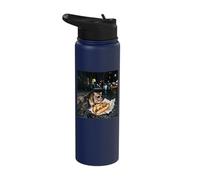 New York Rat Eating a Cheese Steak Gen Z Meme Graphic Stainless Steel Insulated Water Bottle