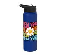 New York Retro Daisy Groovy City Pride Stainless Steel Insulated Water Bottle
