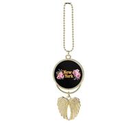 New York Roses State Flower Funny Car Rear View Mirror Pendant Hanging Ornament Charms Backpack Car Accessories