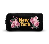 New York Roses State Flower Funny Pen Case Pencil High Capacity Pouch Stationery Bag Makeup Cosmetic Organizer For Men Women