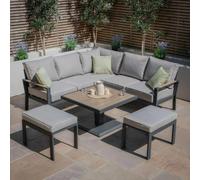 New York Round Garden Dining Set - 4 Seater - 120cm - Dove Grey