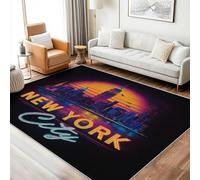 New York Rug for Living Room, Square Rugs 240 x 240 cm, Machine Washable Rug, USA Capital City Area Rugs Bedroom Decor, Non Slip Low Pile Soft Floor Carpet, FD6236