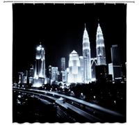 New York Shower Curtain Anti Mould Shower Curtain City Night Scene 3D Waterproof Shower Curtains 180 x 180 cm Suitable for Bathroom Baths with 12 Plastic Hooks C981
