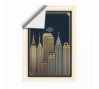 New York Skyline Art Deco Unframed Wall Art Print A3 (42×29.7cm), Wall Decor for Living Room, Bedroom, Office & Home, Art Gift
