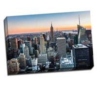 New York Skyline At Sunset Canvas Art Print Poster 30"X 20" Inches