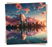 New York Skyline Blank Greetings Card - Beautiful Blank Note Card - Made in UK