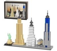 New York Skyline Building Blocks Set, 759 PCS Micro World Famous Architectural Model, Wall Art Crafts Bricks Toys, Mini Architecture Building Kits, Gifts for Landmark House Enthusiasts