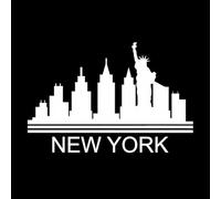 New York Skyline Illustrated Wall Stickers 50.4x75.5cm Can Modify and add Information White