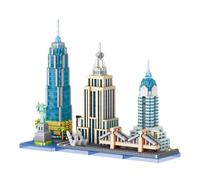 New York Skyline Micro Building Block Set, 3262 PCS Architecture Micro Bricks Model with Statue of Liberty, Empire State, Brooklyn Bridge, Creative MOC Construction Building Block Kit