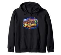 New York Skyline Night Cityscape Zip Hoodie