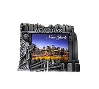 New York Skyline Picture Frame, 2.5 x 3.5 inches, Metal Souvenir with Statue of Liberty and Empire State Building