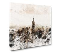 New York Skyline Vol.5 Watercolour Canvas Print | Gallery Wrapped 30mm Frame Wall Art | 20x20 inches | Ready to Hang | Modern Cityscape Picture | Living Room Bedroom Lounge Office