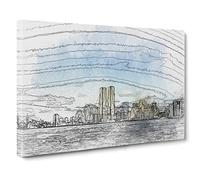 New York Skyline With The Twin Towers Canvas Print | Gallery Wrapped 30mm Frame Wall Art | 24x16 inches | Ready to Hang | Modern Cityscape Picture | Living Room Bedroom Lounge Office