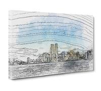 New York Skyline with the Twin Towers Canvas Print | Gallery Wrapped 30mm Frame Wall Art | 30x20 inches | Ready to Hang | Modern Cityscape Picture | Living Room Bedroom Lounge Office