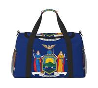 New York State Flag Foldable Travel Duffel Bag Tote Carry On Luggage Bag For Weekend Getaways, For Spontaneous Trips, Black, One Size, Black, One Size
