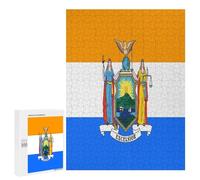 New York State Flag Funny Wooden Puzzle with Storage Box Adults Vertical Jigsaw Puzzles Challenge Gift for Family Game