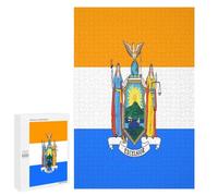 New York State Flag Funny Wooden Puzzle with Storage Box Adults Vertical Jigsaw Puzzles Challenge Gift for Family Game