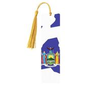 New York State Flag Map Print Wooden Bookmark Women Men Tassel Book Marks Bookmarks for Book Lovers Reading Accessories
