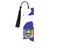 New York State Flag Map Print Wooden Bookmark Women Men Tassel Book Marks Bookmarks for Book Lovers Reading Accessories