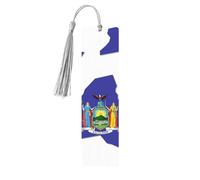 New York State Flag Map Print Wooden Bookmark Women Men Tassel Book Marks Bookmarks for Book Lovers Reading Accessories