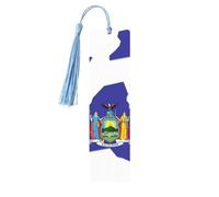 New York State Flag Map Print Wooden Bookmark Women Men Tassel Book Marks Bookmarks for Book Lovers Reading Accessories