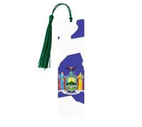 New York State Flag Map Print Wooden Bookmark Women Men Tassel Book Marks Bookmarks for Book Lovers Reading Accessories