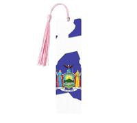 New York State Flag Map Print Wooden Bookmark Women Men Tassel Book Marks Bookmarks for Book Lovers Reading Accessories