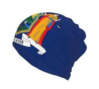 New York State Flag Print Beanie Chemo Hat Cancer Headwear Hats Knitted Hats Nightcap Skull Cap for Women Men, Black, One size