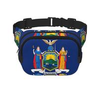 New York State Flag print Fanny Pack Waist Packs with Extender for Men Women, Waist Bag Hip Pack with Zipper Pockets, Black, One Size