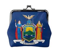 New York State Flag print Small Pouch Kiss Lock Coin Purse for Women Coin Change Purse, Credit Card Wallet