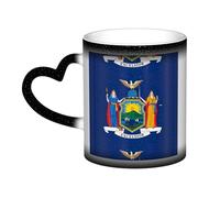 New York State Flag Print Thermal Color Changing Mug, Ceramic Coffee Cup, Magic Mug for Home Office Cafe