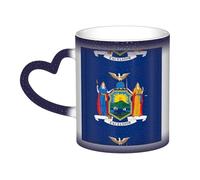 New York State Flag Print Thermal Color Changing Mug, Ceramic Coffee Cup, Magic Mug for Home Office Cafe