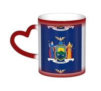 New York State Flag Print Thermal Color Changing Mug, Ceramic Coffee Cup, Magic Mug for Home Office Cafe