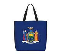 New York State Flag Print Water-Resistant Tote Reusable Grocery Bag Lightweight Travel Beach Versatile Use