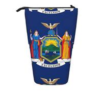 New York State Flag Vertical Retractable Pencil Case Storage Bag Daily Storage for School Office Makeup Bag